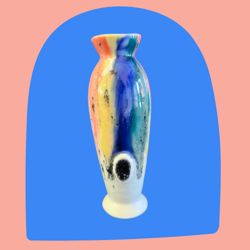 Rainbow Bud Vase with Cameo